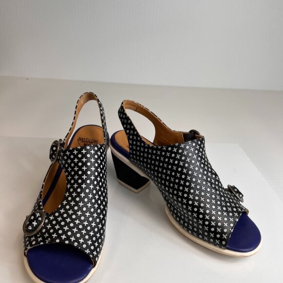 John Fluevog Sandal Women 7.5 Awe Slingback Leather Portugal Hope Party Core Ex - Picture 1 of 13